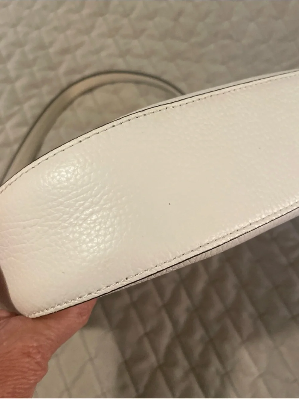 kate spade cream pebbled leather crossbody with gold logo